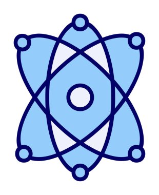 Moda düz biçimli atom simgesi, bilim simgesi vektör illüstrasyonu                     