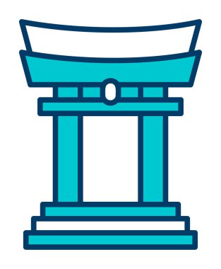 Düz Japon geleneksel Torii Kapısı simgesi