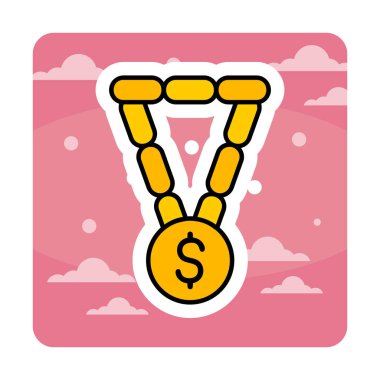 Dolar işaretli bilezik, vektör illüstrasyonu  