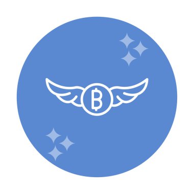 Bitcoin simgesi ve vektör illüstrasyonlu kanatlar  