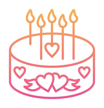 Mumlu doğum günü pastası ikon vektör çizimi                    