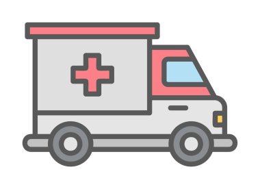 ambulans araba simgesi, renk vektörü çizimi