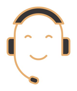 Kulaklık ve gülücükle yüzün vektör çizimi, Çağrı Merkezi kavramı