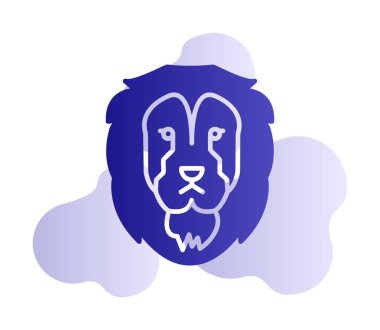 Aslan başı düz simgesi, vektör illüstrasyonu