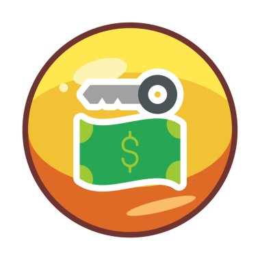 Dolar para birimi ve anahtar simgesi, Fidye yazılımı konsepti, vektör illüstrasyonu  