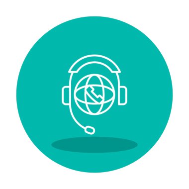 Basit Dünya Çağrı Merkezi Desteği simgesi, vektör illüstrasyonu