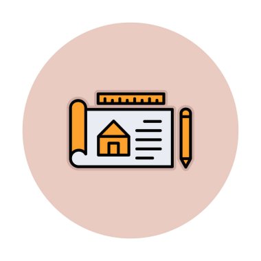 Basit Mimari Planı simgesi, vektör illüstrasyonu