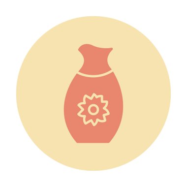 Vektör illüstrasyonu, sakeli kavanoz ikonu, Japon geleneksel alkol içeceği. 