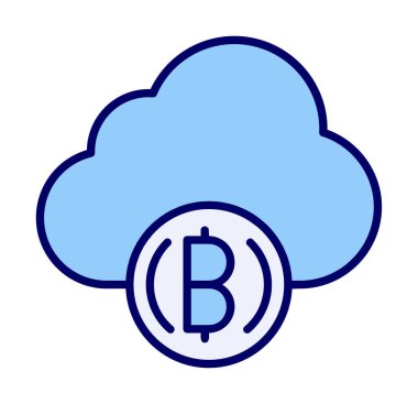 bulut bitcoin simgesi, vektör illüstrasyonu 