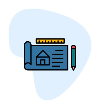 Basit Mimari Planı simgesi, vektör illüstrasyonu