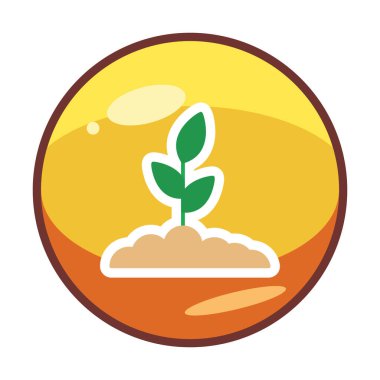 Yer simgesinde büyüyen bitki, vektör illüstrasyonu 