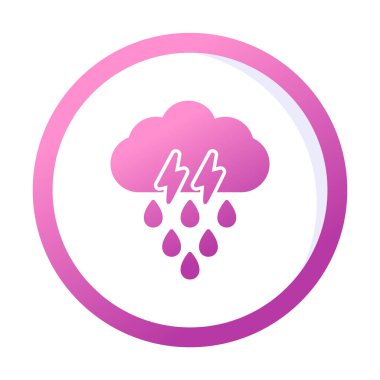 Gök gürültülü yağmurlu bulut sembolü, hava durumu ikonu, vektör illüstrasyonu 