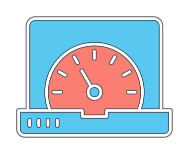 Vektör hızı test dizüstü bilgisayarı web simgesi, vektör illüstrasyonu