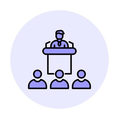 Basit Konferans simgesi, vektör illüstrasyonu