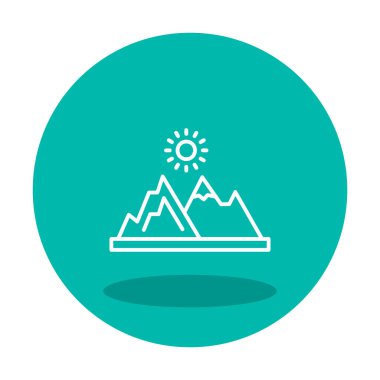 Dağların ve güneşin simgesi. vektör illüstrasyonu