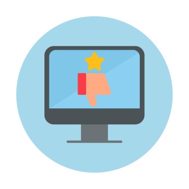 Kötü İnceleme simgesi, vektör illüstrasyonlu basit ekran