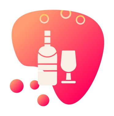 şarap şişe ve cam kutsal kişilerin resmi, vektör çizim  