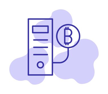 Bitcoin Madeni İşlemcisi (BTC) simgesi, vektör illüstrasyonu 