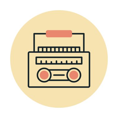 Basit eski Radyo Cassette ikon vektör illüstrasyon tasarımı
