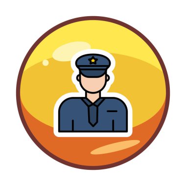 Üniformalı düz simgeli polis memurunun vektör çizimi