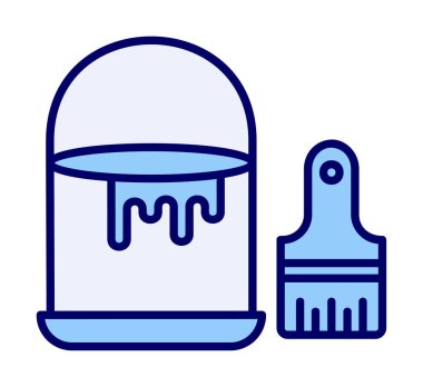 Boya fırçası ve kova vektör çizimi, simge ögesi arkaplanı                    