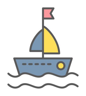 Basit tekne simgesi, vektör illüstrasyonu