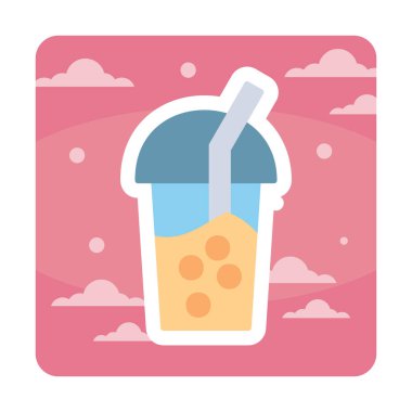 Kabarcık Çay ikonu vektör illüstrasyonu