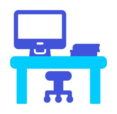 ofis masası simgesi, basit vektör illüstrasyonu