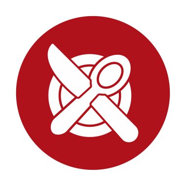 bıçak ve çatal tabakta, yemek ikonu, vektör illüstrasyonu  