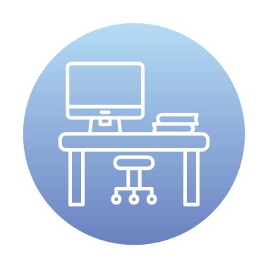 ofis masası simgesi, basit vektör illüstrasyonu