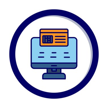 Basit Çevrimiçi Ödeme simgesi, vektör illüstrasyonu