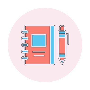 Çizim defteri ve kalem simgesi, vektör illüstrasyonu  