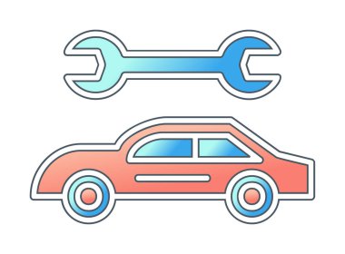 düz araba servis simgesi vektör illüstrasyonu 