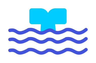 Moda tarzında izole edilmiş arka planda su ikonu olan balina kuyruğu