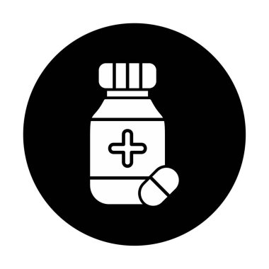 İlaç ikonlu ilaç şişesinin vektör çizimi