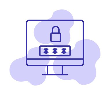 Basit Bilgisayar monitörü Ekran simgesi, vektör illüstrasyonunu kilitle