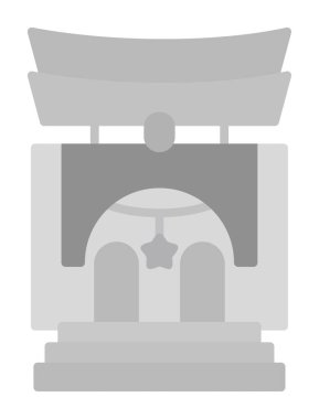 Basit antik Asya Tapınağı simgesi, vektör illüstrasyonu