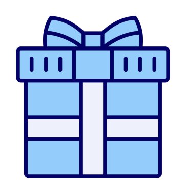 Hediye ikonlu kutu. Düz stil. Vektör çizimi. beyaz arkaplanda izole.