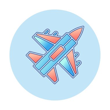 Jet Fighter ikonu. Askeri uçak uçuşu. vektör illüstrasyonu