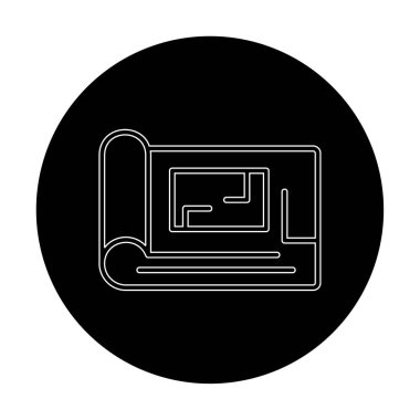 harita düz simgesi, vektör illüstrasyonu