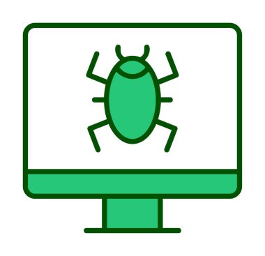 Basit Bilgisayar Virüsü simgesi, vektör illüstrasyonu