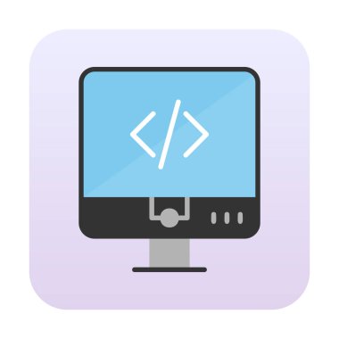 Kodlama. Web simgesi basit illüstrasyon                  