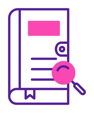 Büyüteç vektör çizimi olan bir kitap. Arama Kitabı kavramı                  