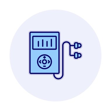 Kulaklık simgesi, vektör illüstrasyonlu Mp3 oynatıcı