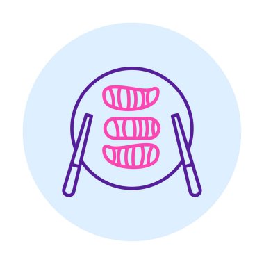 Tabak simgesinde suşi, vektör illüstrasyonu