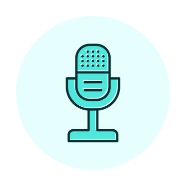 mikrofon yassı ikon. mikrofon logosu, vektör illüstrasyonu.