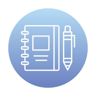 Çizim defteri ve kalem simgesi, vektör illüstrasyonu  