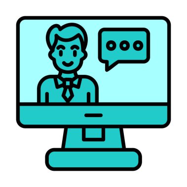 Basit Çevrimiçi Sınıf simgesi, vektör illüstrasyonu