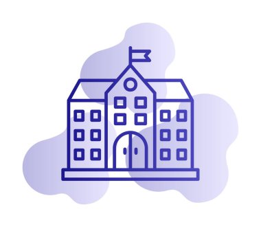 Üniversite binası ikonu. Düz renk tasarımı. vektör illüstrasyonu.                           