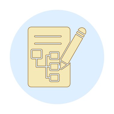 Kalem simgesi ile yazma Planı, vektör illüstrasyonu basit  